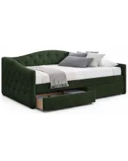 Zielone pojedyncze łóżko z szufladami 90x200 - Santiagos w sklepie Edinos.pl