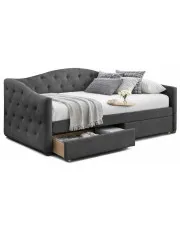 Jednoosobowe łóżko z szufladami Santiagos - popielate w sklepie Edinos.pl