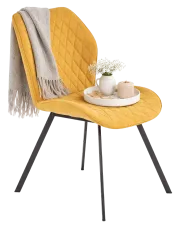 Musztardowe tapicerowane krzesło do jadalni - Kenai w sklepie Edinos.pl