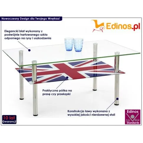 Fotografia Ława szklana Tabalu - flaga UK z kategorii Ławy i stoliki