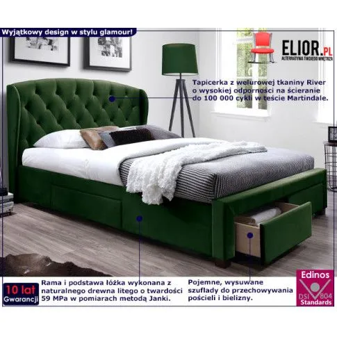 Fotografia Łóżko podwójne Xamo - zielony z kategorii Łóżka