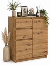 Nowoczesna komoda z szufladami i szafką dąb artisan - Nanis 2X w sklepie Edinos.pl