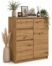 Nowoczesna komoda do garderoby z szufladami i szafką dąb artisan - Nanis 2X w sklepie Edinos.pl