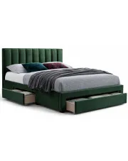 Podwójne łóżko z szufladami butelkowa zieleń 160x200 - Kresti w sklepie Edinos.pl