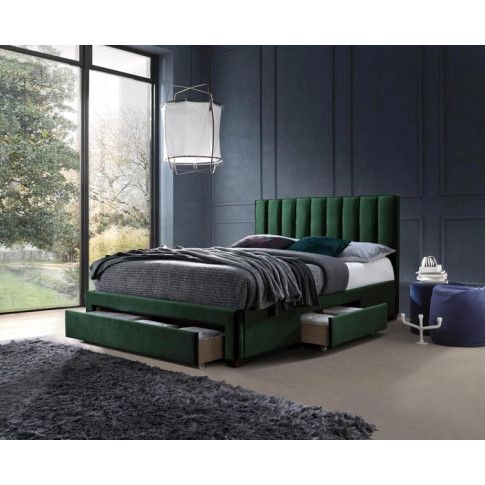 Szczegółowe zdjęcie nr 4 produktu Podwójne łóżko z szufladami Merina - zielone