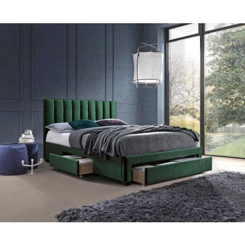Zdjęcie produktu Podwójne łóżko z szufladami Merina - zielone.