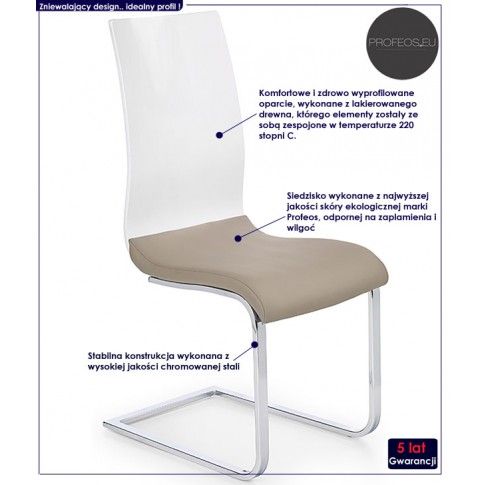 Fotografia Krzesło tapicerowane Faran - cappuccino + biały z kategorii Krzesła do salonu