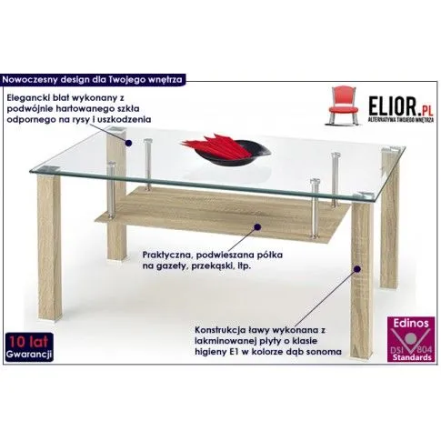 Fotografia Ława szklana Selis - dąb sonoma z kategorii Ławy i stoliki