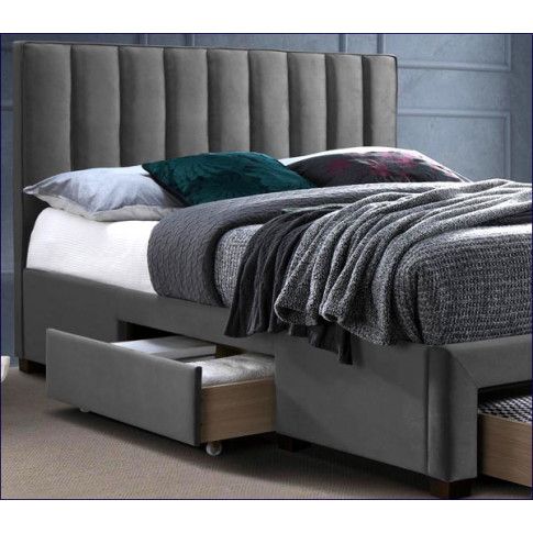 Zdjęcie podwójne łóżko tapicerowane z szufladami Merina- sklep Edinos.pl
