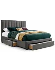 Szare dwuosobowe łóżko z szufladami 160x200 - Kresti w sklepie Edinos.pl