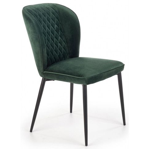 Zdjęcie produktu Krzesło welurowe pikowane Wilhelm - ciemnozielone.