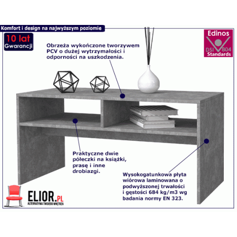 Fotografia Loftowa ława do salonu Civa - beton z kategorii Stoliki kawowe