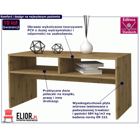 Fotografia Minimalistyczny stolik kawowy Civa - dąb artisan z kategorii Ławy i stoliki