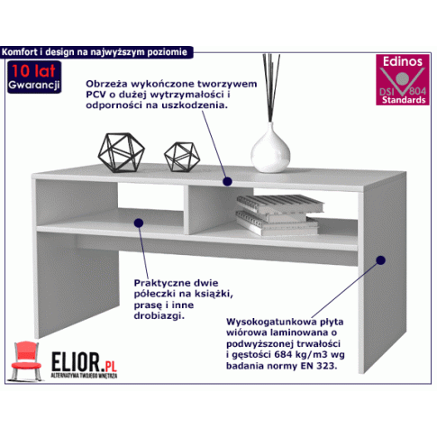 Fotografia Skandynawski stolik kawowy Civa - biały z kategorii Stoliki kawowe