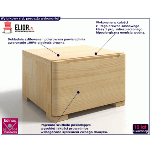 Fotografia Szafka nocna drewniana z szufladą Inca 6S - 6 kolorów z kategorii Meble do przechowywania