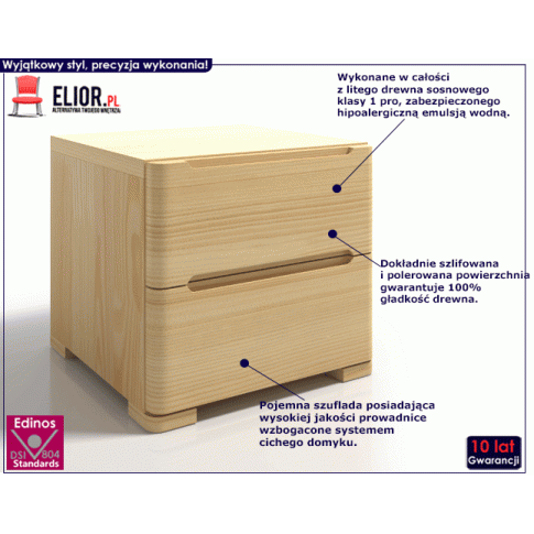Fotografia Szafka nocna drewniana z szufladami Inca 7S - 4 kolory z kategorii Szafki nocne