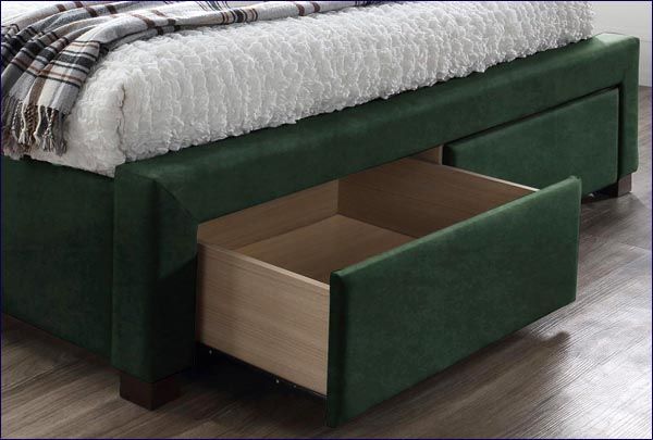 Zielone łóżko z szufladami Moris 4X