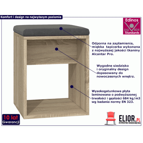 Fotografia Minimalistyczny taboret Kerem - dąb sonoma z kategorii Taborety