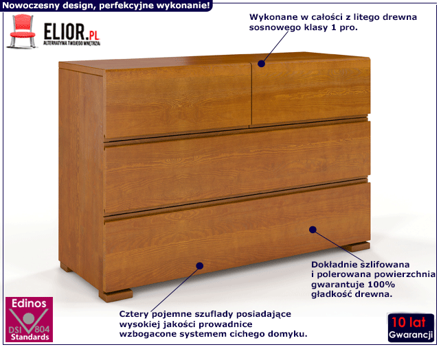 Drewniana skandynawska komoda z szufladami Verlos 3S