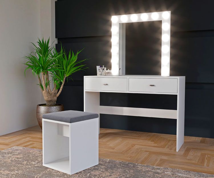 Produkt Tapicerowany taboret kuchenny Kerem - biały