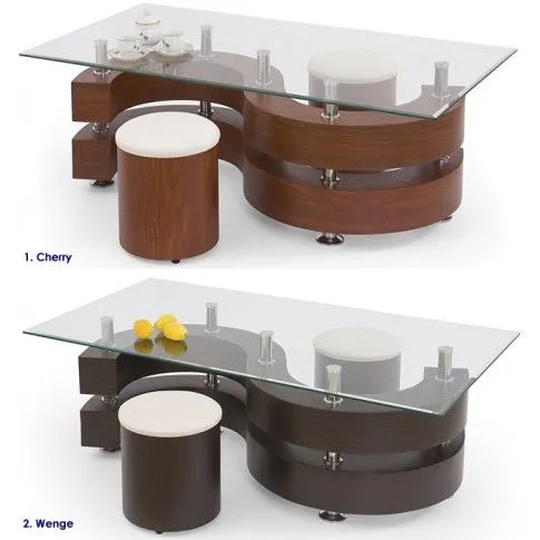 Zdjęcie Ława z pufami Roden zestaw kawowy cherry | Edinos.pl