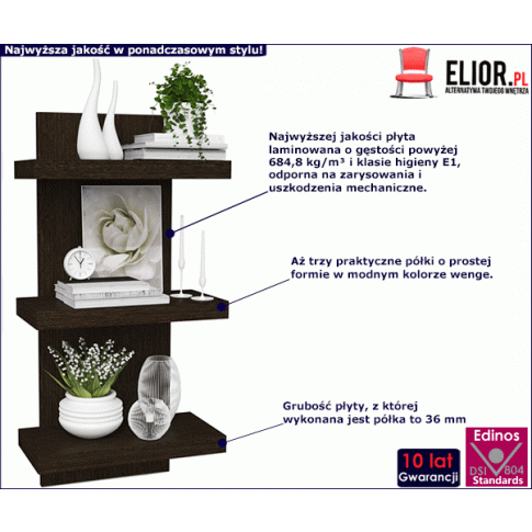 Fotografia Półka wisząca Kaszmis 3X - wenge z kategorii Półki ścienne