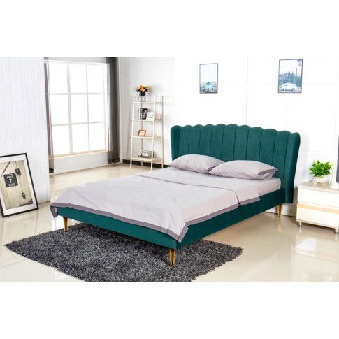Szczegółowe zdjęcie nr 4 produktu Podwójne łóżko glamour Rita - zielone