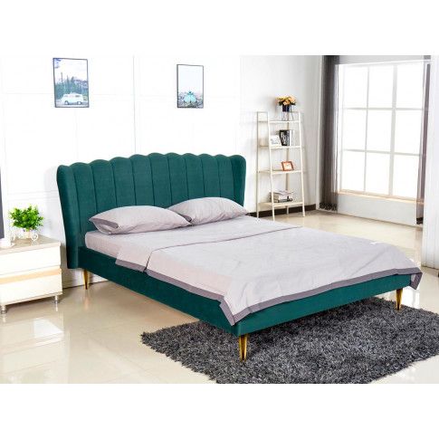 Zdjęcie produktu Podwójne łóżko glamour Rita - zielone.
