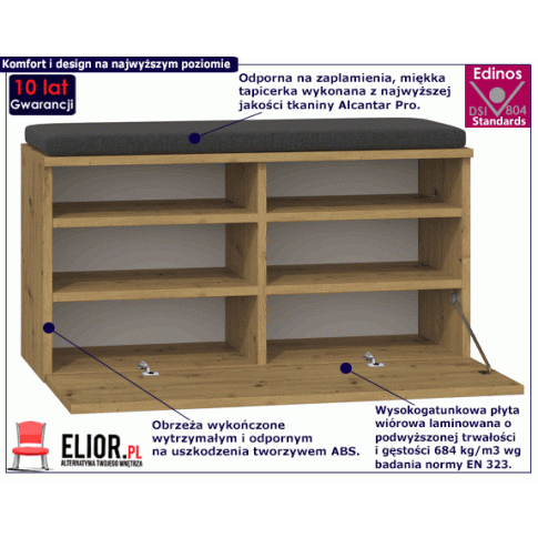 Fotografia Elegancka szafka i siedzisko na buty Juvi - dąb artisan z kategorii Przedpokój