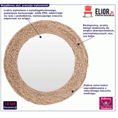 Fotografia Okrągłe lustro Dilmi - naturalne z kategorii Lustra