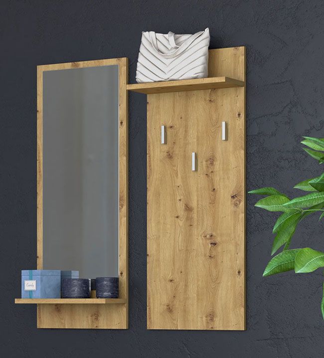 Produkt Wieszak z lustrem Ikla - dąb artisan
