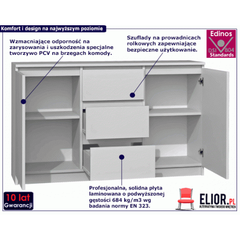 Fotografia Komoda biała 120 cm Rubin z kategorii Komody
