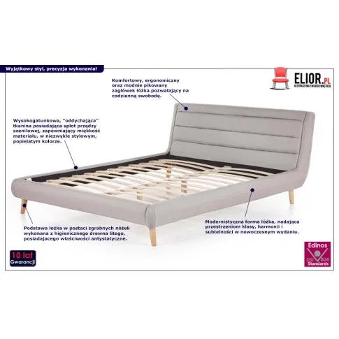 Fotografia Łóżko Filda 180x200 - jasny popiel z kategorii Łóżka