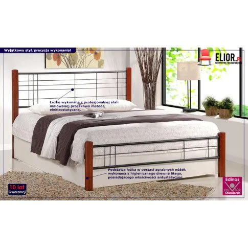 Fotografia Łóżko Firel 180x200 cm - czereśnia ant. + czarny z kategorii Sypialnia