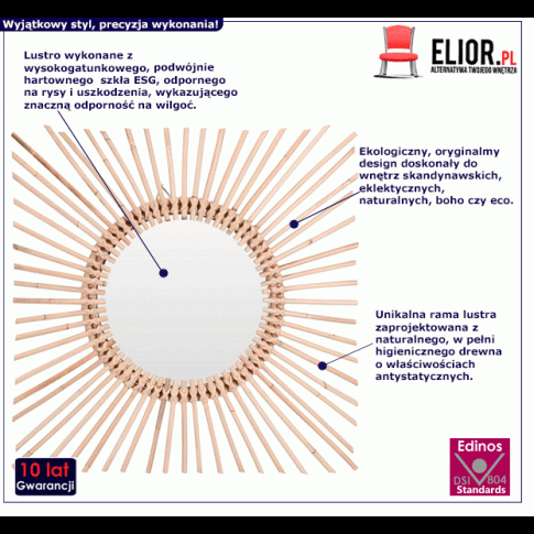 Fotografia Okrągłe lustro Lanko - naturalne z kategorii Lustra