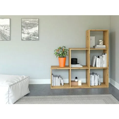 Zdjęcie regał schodkowy trójkąt dąb artisan Cesaro 6X | Edinos.pl