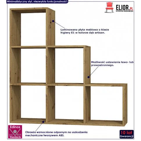 Fotografia Regał schodkowy otwarty Cesaro 6X - dąb artisan z kategorii Regały