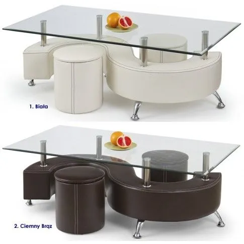 Zdjęcie Ława z pufami Ruten 2X chromowana brązowa | Edinos.pl