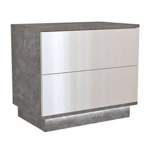 Zdjęcie produktu Loftowa szafka nocna Aleva 3X - beton+biały połysk.