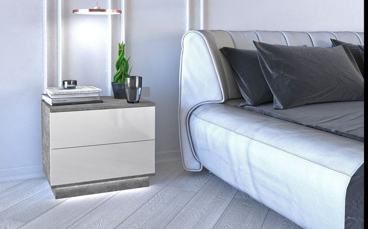 Produkt Loftowa szafka nocna Aleva 3X - beton+biały połysk