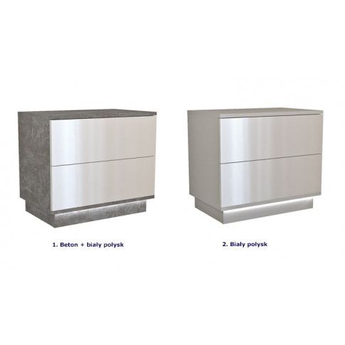 Szczegółowe zdjęcie nr 4 produktu Loftowa szafka nocna Aleva 3X - beton+biały połysk