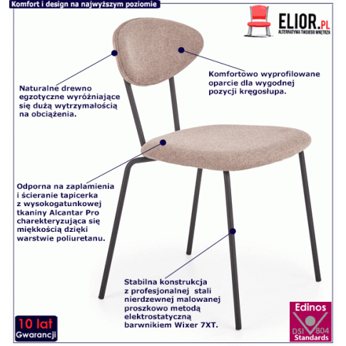 Fotografia Loftowe krzesło Casko - jasny brąz z kategorii Kuchnia i jadalnia