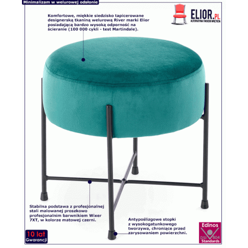 Fotografia Pufa tapicerowana okrągła Vontara - zielona z kategorii Pufy