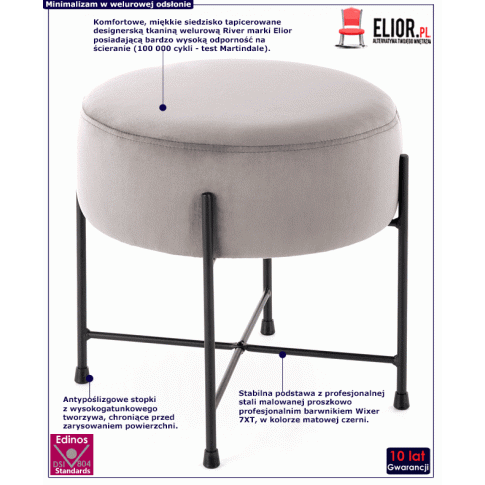 Fotografia Pufa welwetowa Vontara - popielata z kategorii Wypoczynki