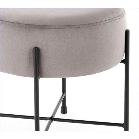 Zdjęcie okrągła popielata pufa welurowa nowoczesna Vontara- sklep Edinos.pl