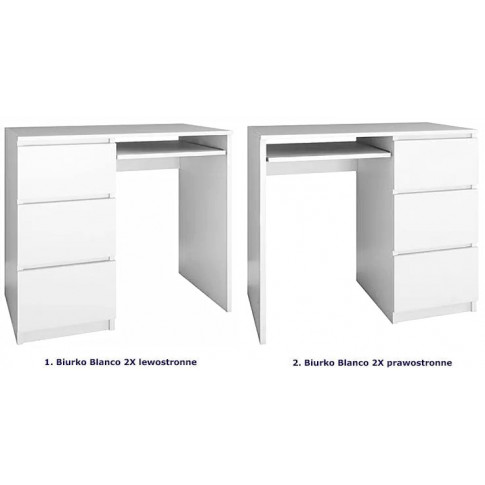 Szczegółowe zdjęcie nr 5 produktu Nowoczesne tanie białe biurko prawostronne Blanco 2X - biały mat