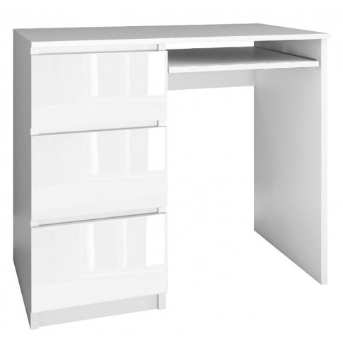 Zdjęcie produktu Nowoczesne biurko komputerowe lewostronne Blanco 3X - biały połysk.