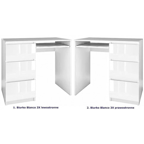 Szczegółowe zdjęcie nr 5 produktu Nowoczesne biurko komputerowe lewostronne Blanco 3X - biały połysk