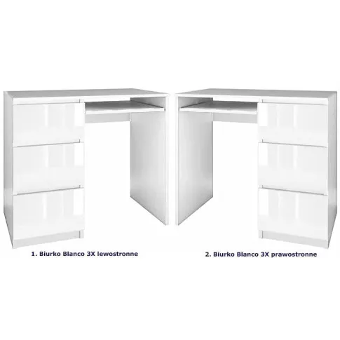 Szczegółowe zdjęcie nr 5 produktu Nowoczesne biurko komputerowe lewostronne Erza 3X - biały połysk