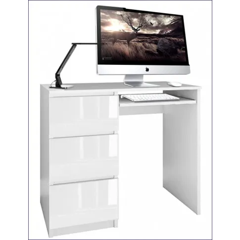 Szczegółowe zdjęcie nr 4 produktu Nowoczesne biurko komputerowe lewostronne Erza 3X - biały połysk